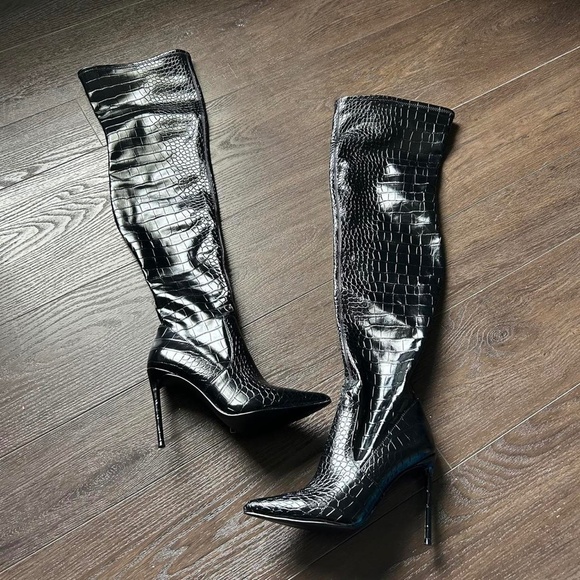 Steve Madden Black over the knee stiletto high heel boots #kneehighboots   6 - Picture 2 of 6